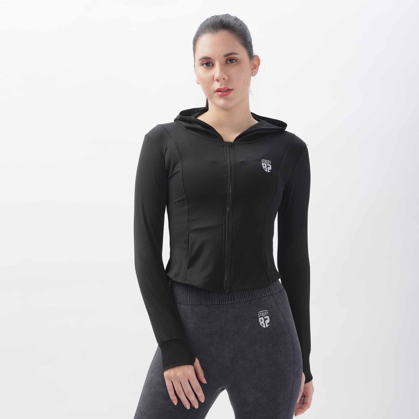 Women's Slim-Fit Yoga Coat with Hoodie