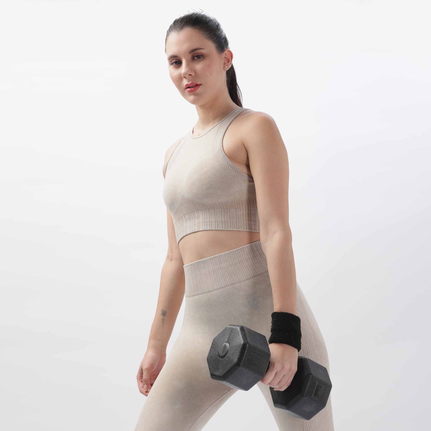 Fade Look Knitted Push-Up Bra Fitness Vest