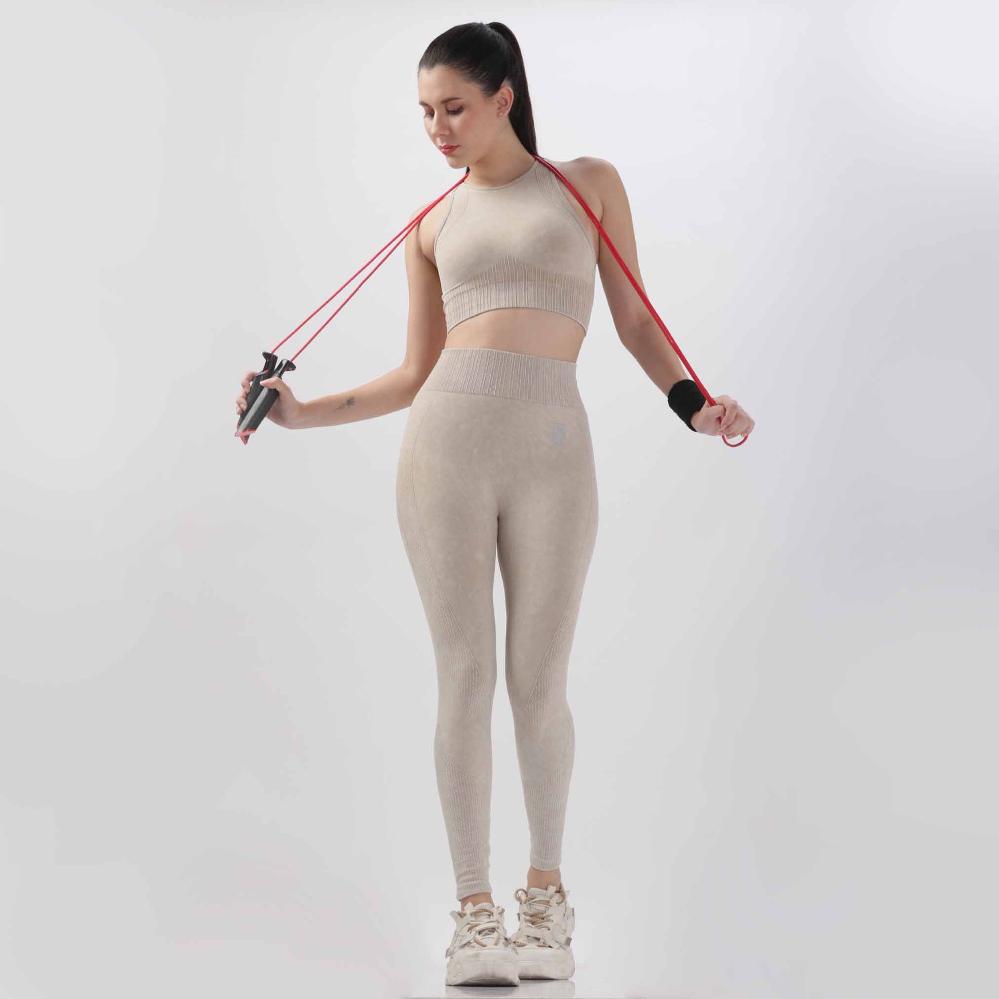 Solid fade look knitted High Waisted Gym Wear Leggings