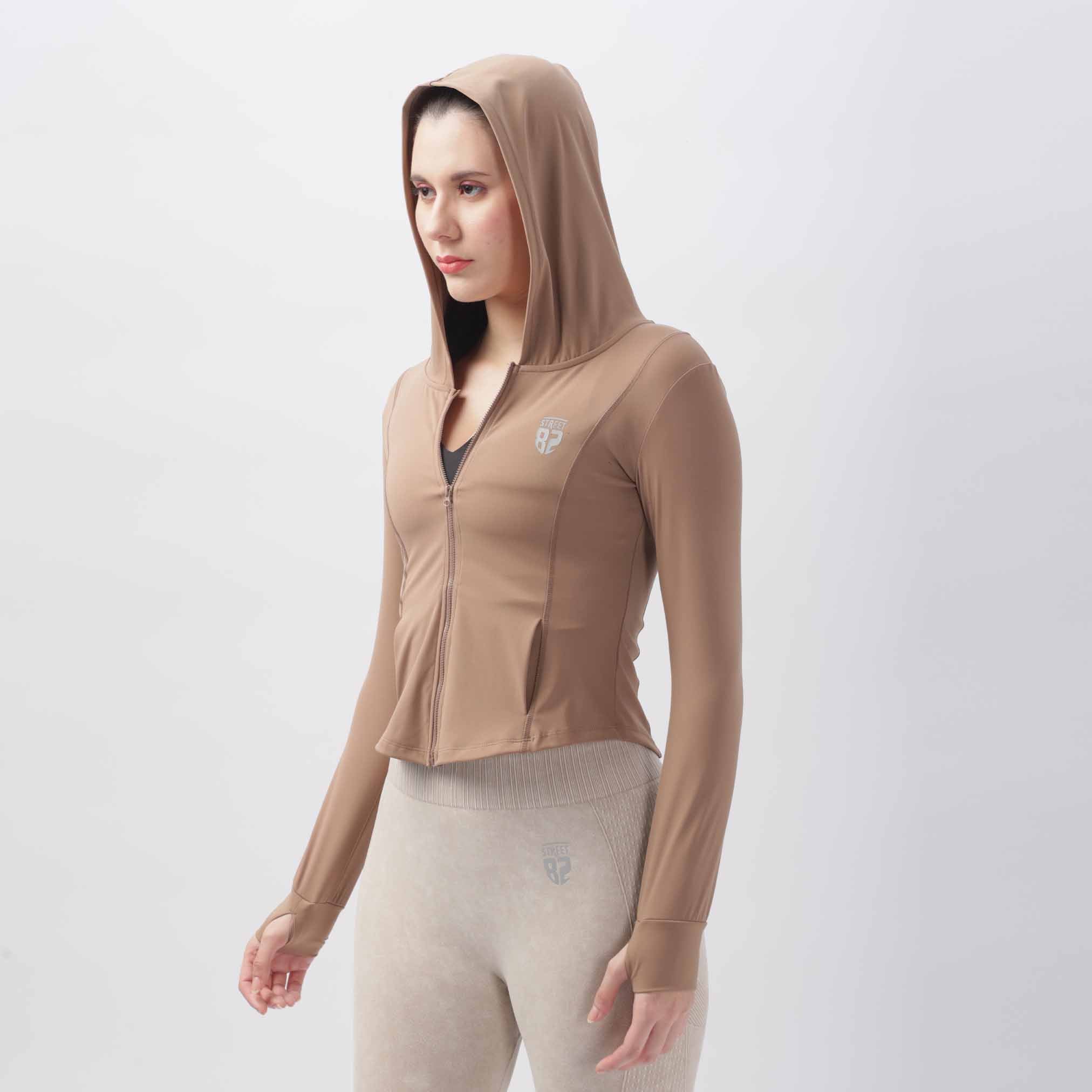 Women's Slim-Fit Yoga Coat with Hoodie