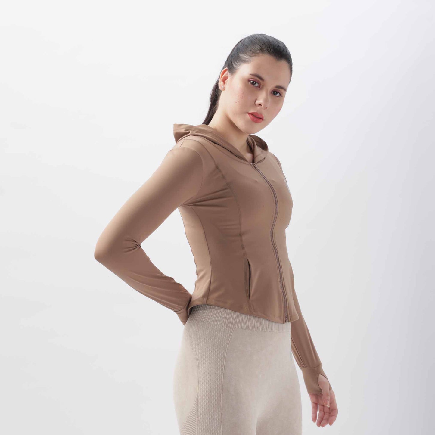 Women's Slim-Fit Yoga Coat with Hoodie