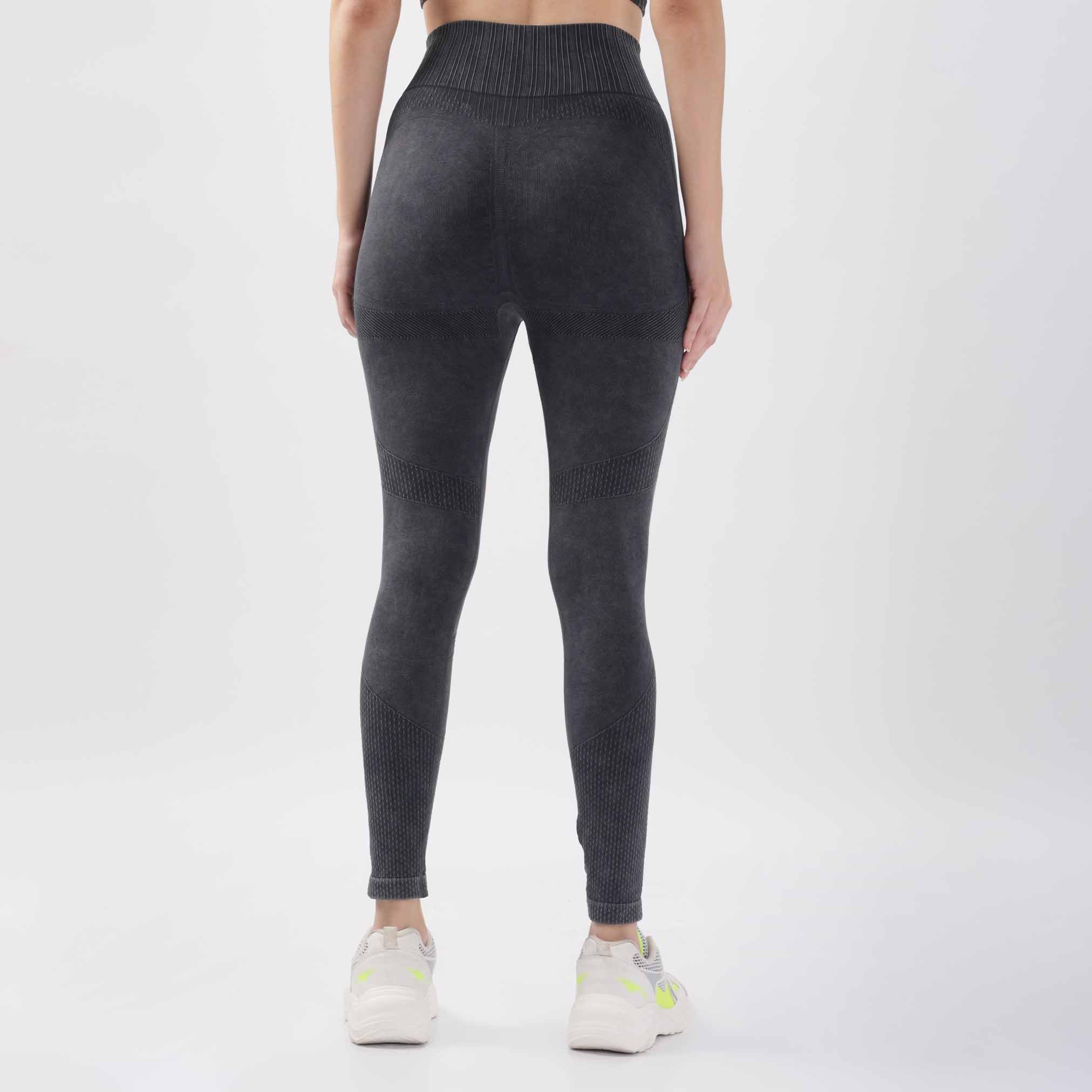 Solid fade look knitted High Waisted Gym Wear Leggings