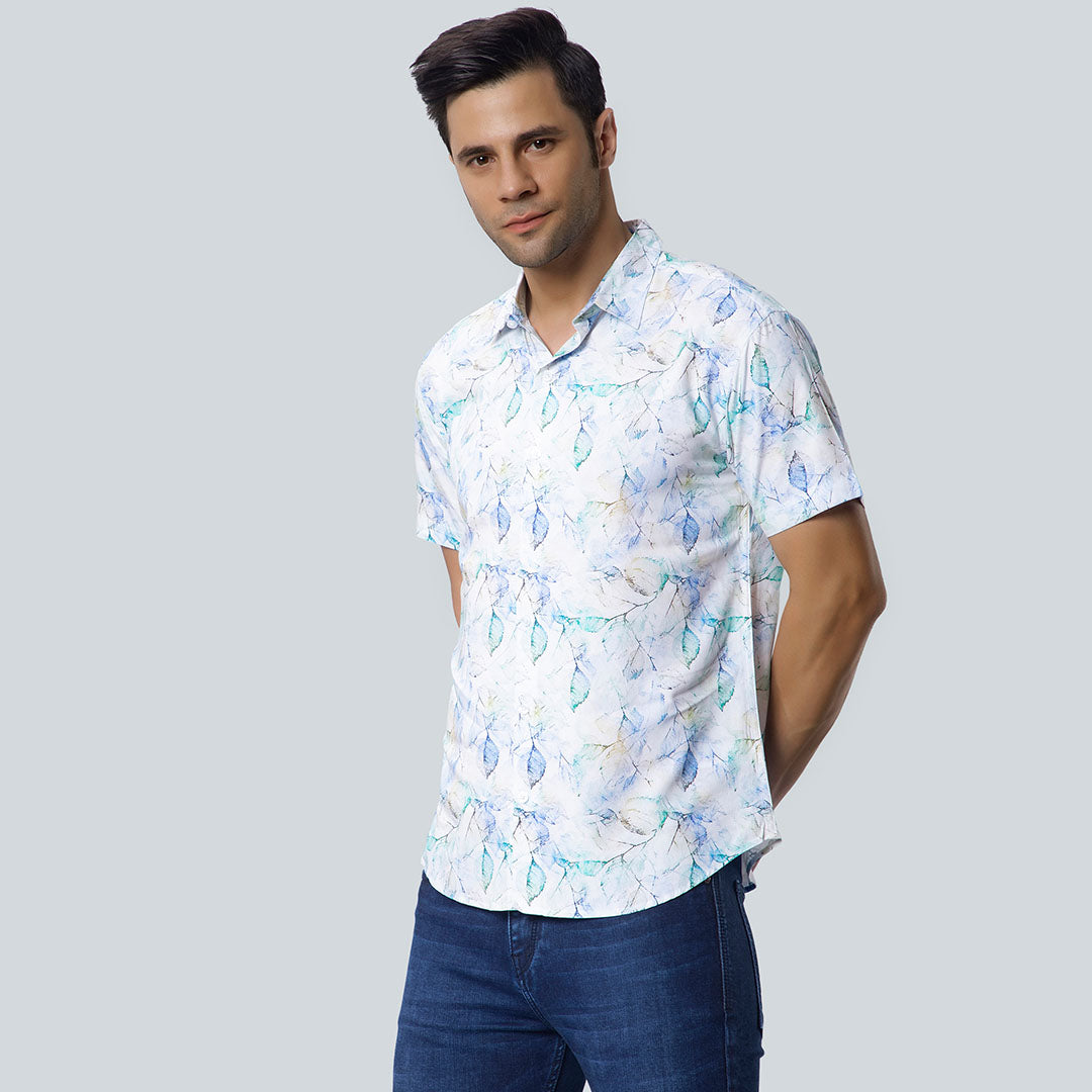 Rayon Leaf water color Printed Shirts for Men