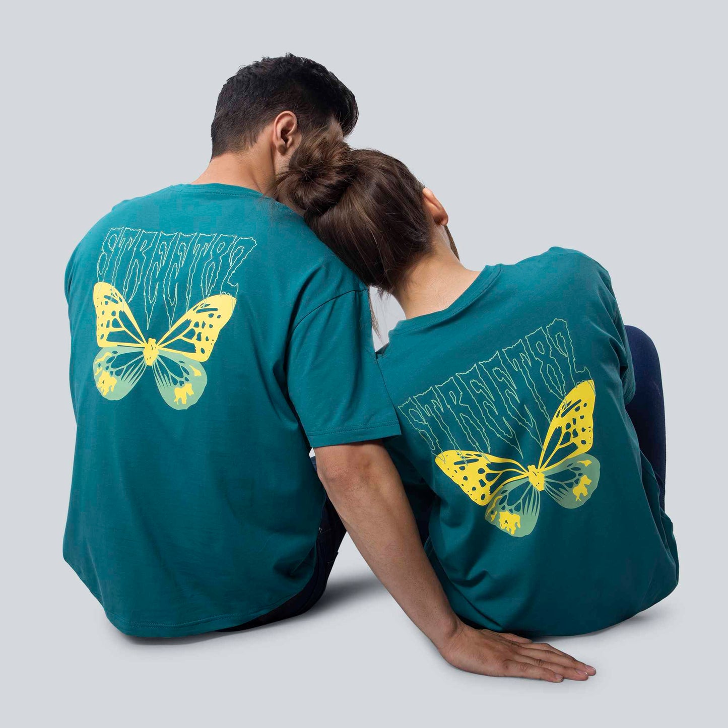 Butterfly back print, Solid Lycra Jersey Oversize T-shirt