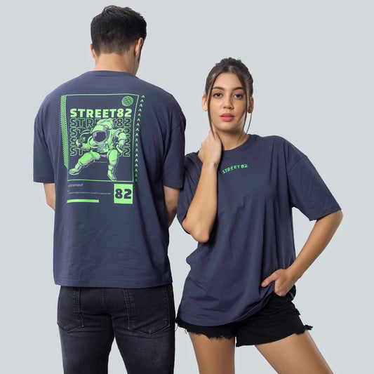 Astronaut 82 back print, Solid Lycra Jersey Oversize T-shirt