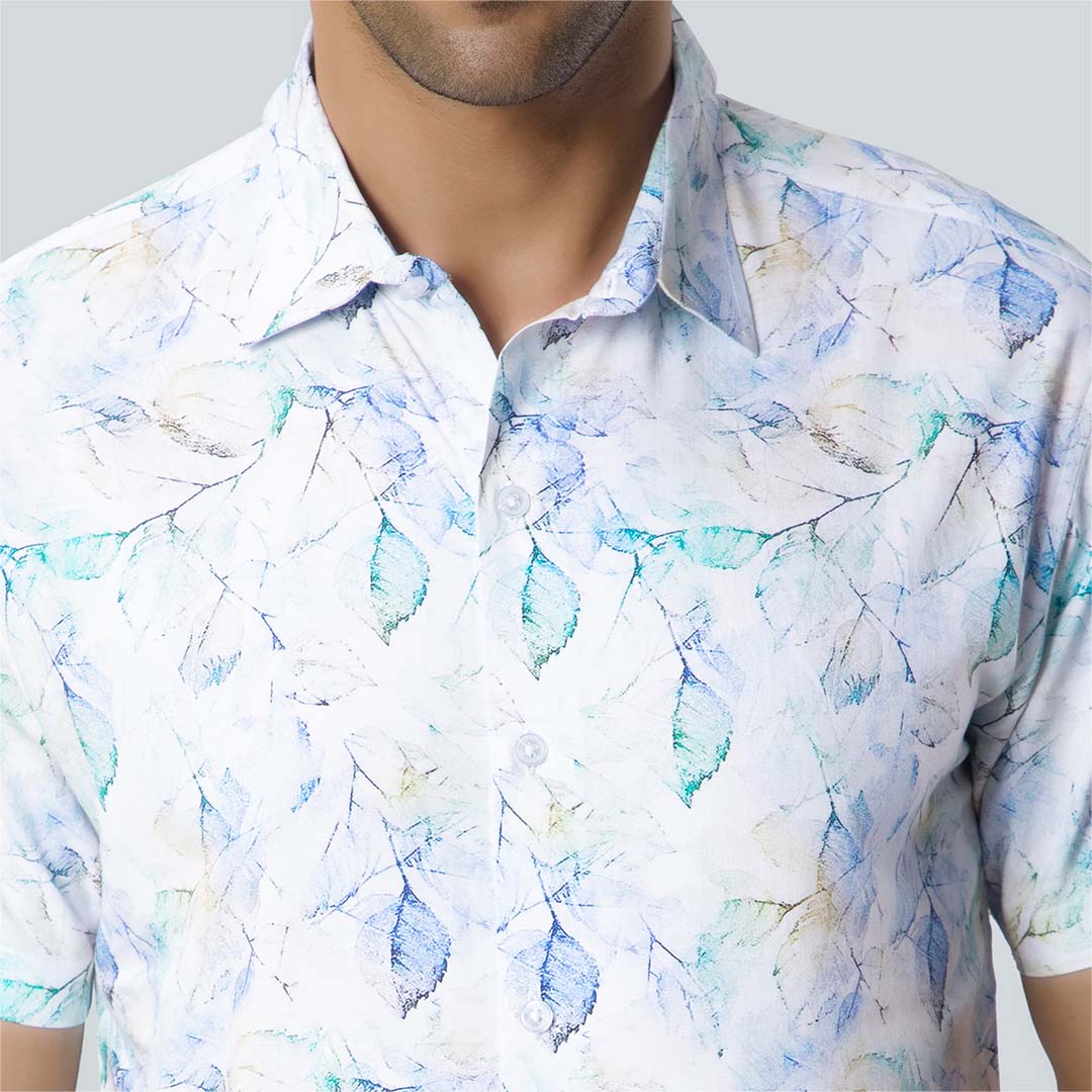 Rayon Leaf water color Printed Shirts for Men