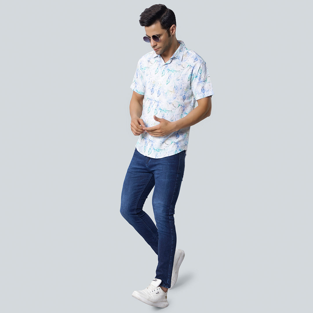 Rayon Leaf water color Printed Shirts for Men