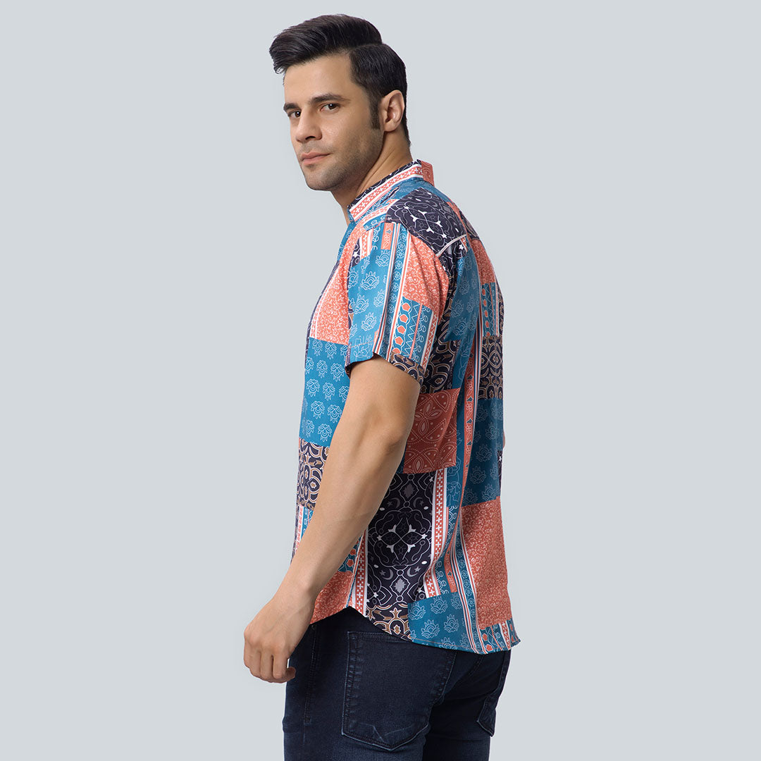 Rayon Texture Design Printed Balck and Maroon Shirts for Men