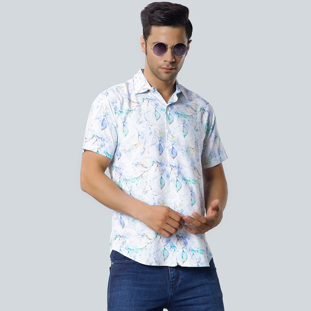 Rayon Leaf water color Printed Shirts for Men