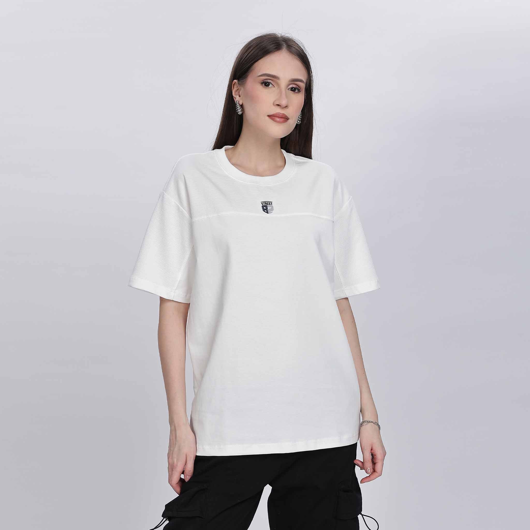 Ribbed yoke Oversized T - Shirt