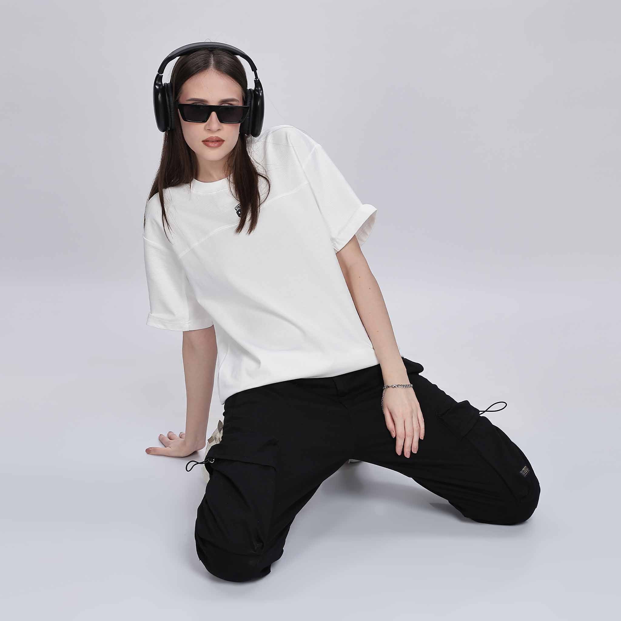 Ribbed yoke Oversized T - Shirt