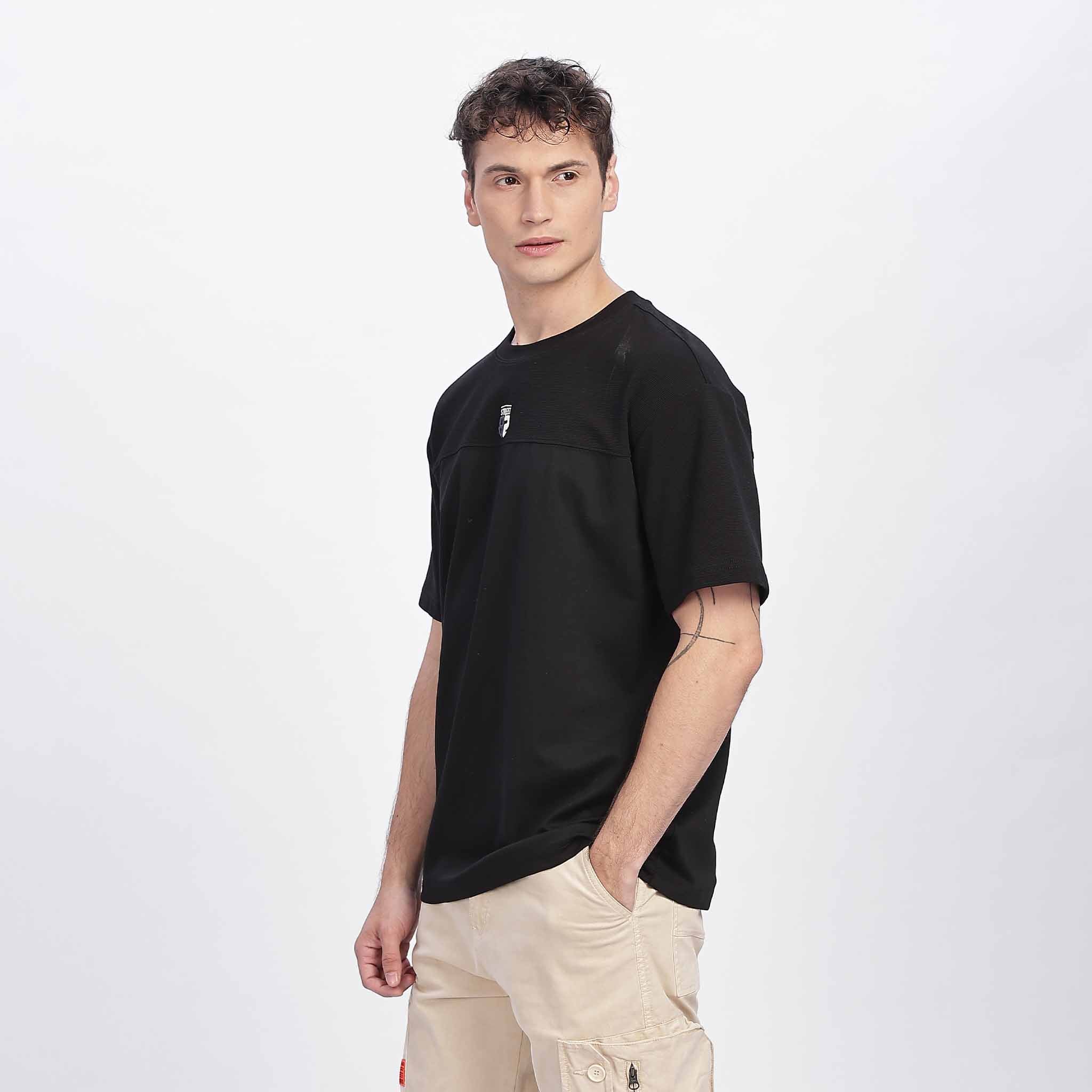 Ribbed yoke Oversized T - Shirt