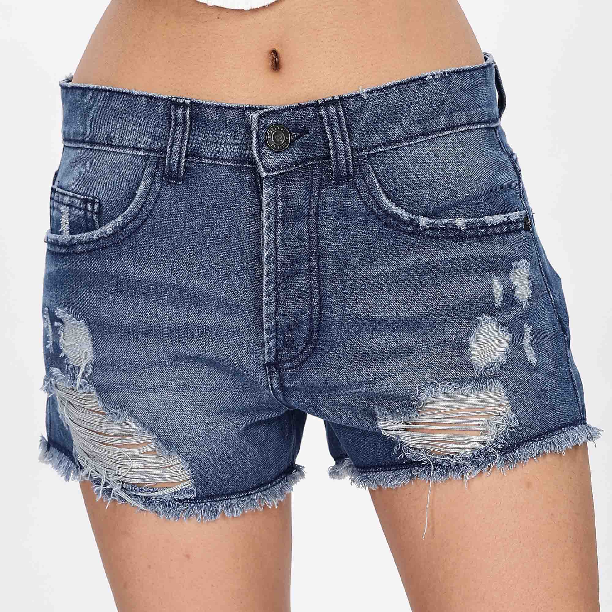 Women Distressed Skinny Denim Shorts