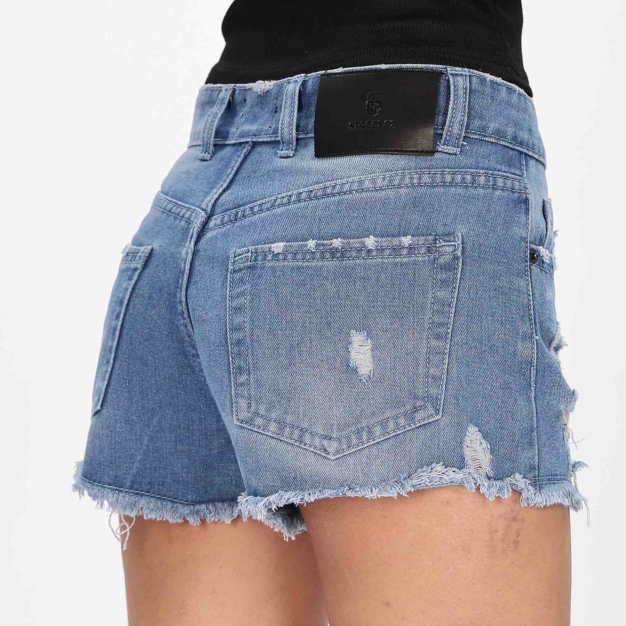 Women Distressed Skinny Denim Shorts