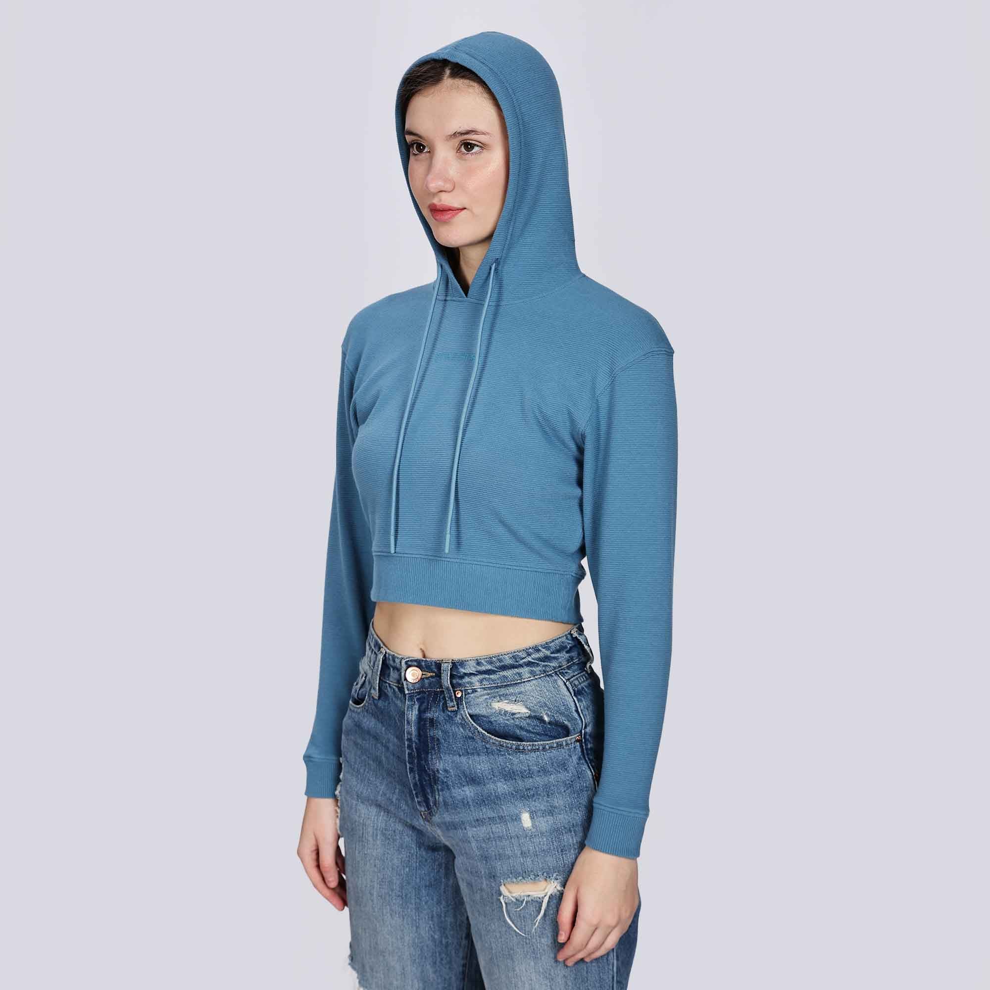 Casual Long Sleeve Cropped Hoodie