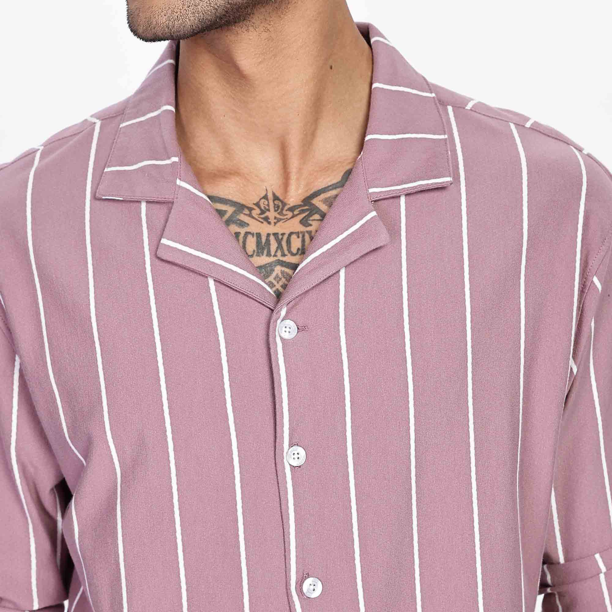 Cuban Collar Long sleeve  Oversize Shirt