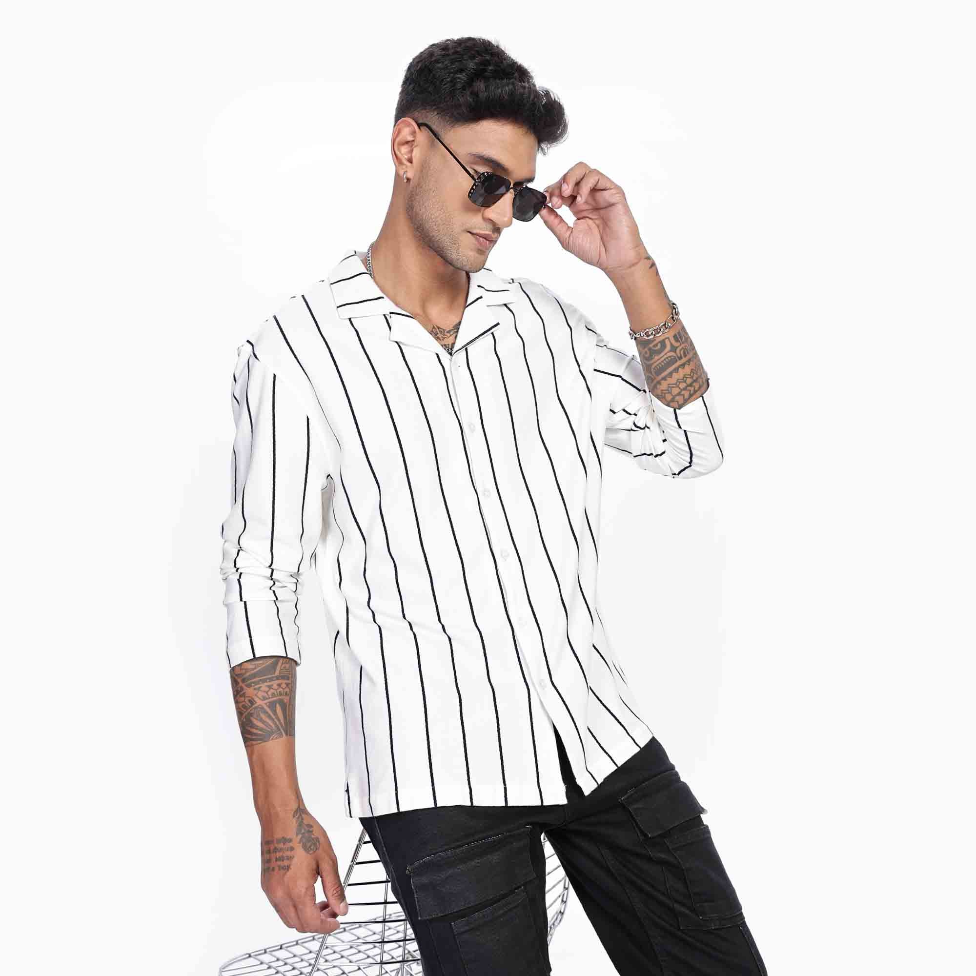 Cuban Collar Long sleeve  Oversize Shirt