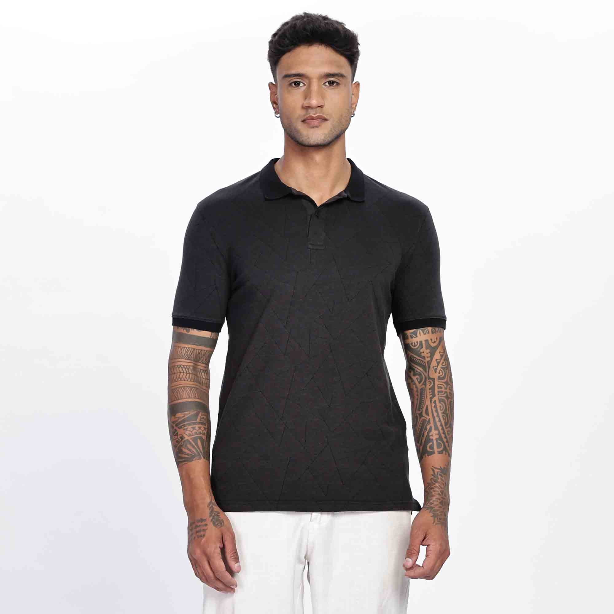 Polygon Pattern Polo Regular fit T shirt