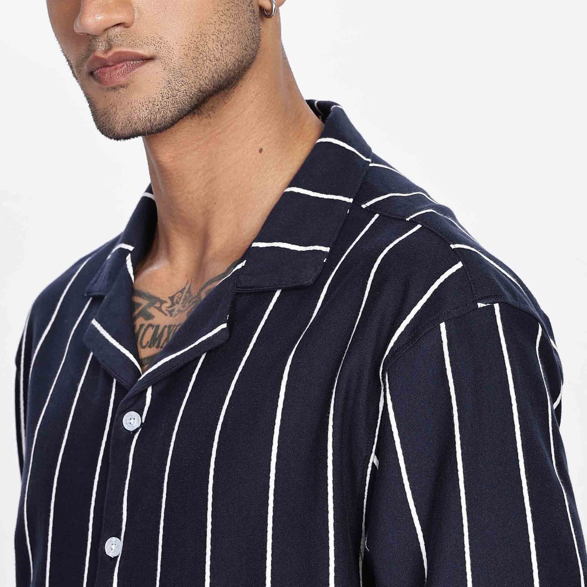 Cuban Collar Long sleeve  Oversize Shirt