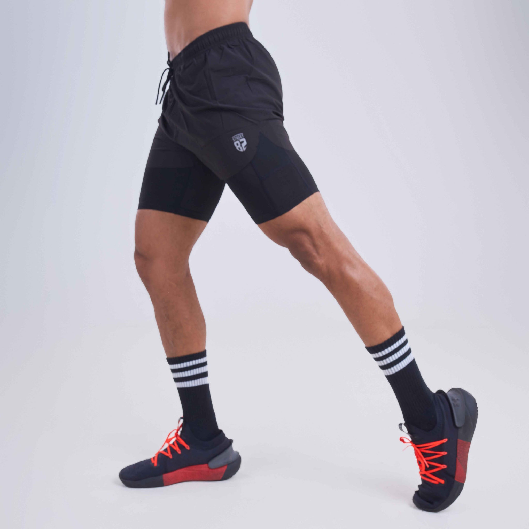 Mens squat shorts with laser holes