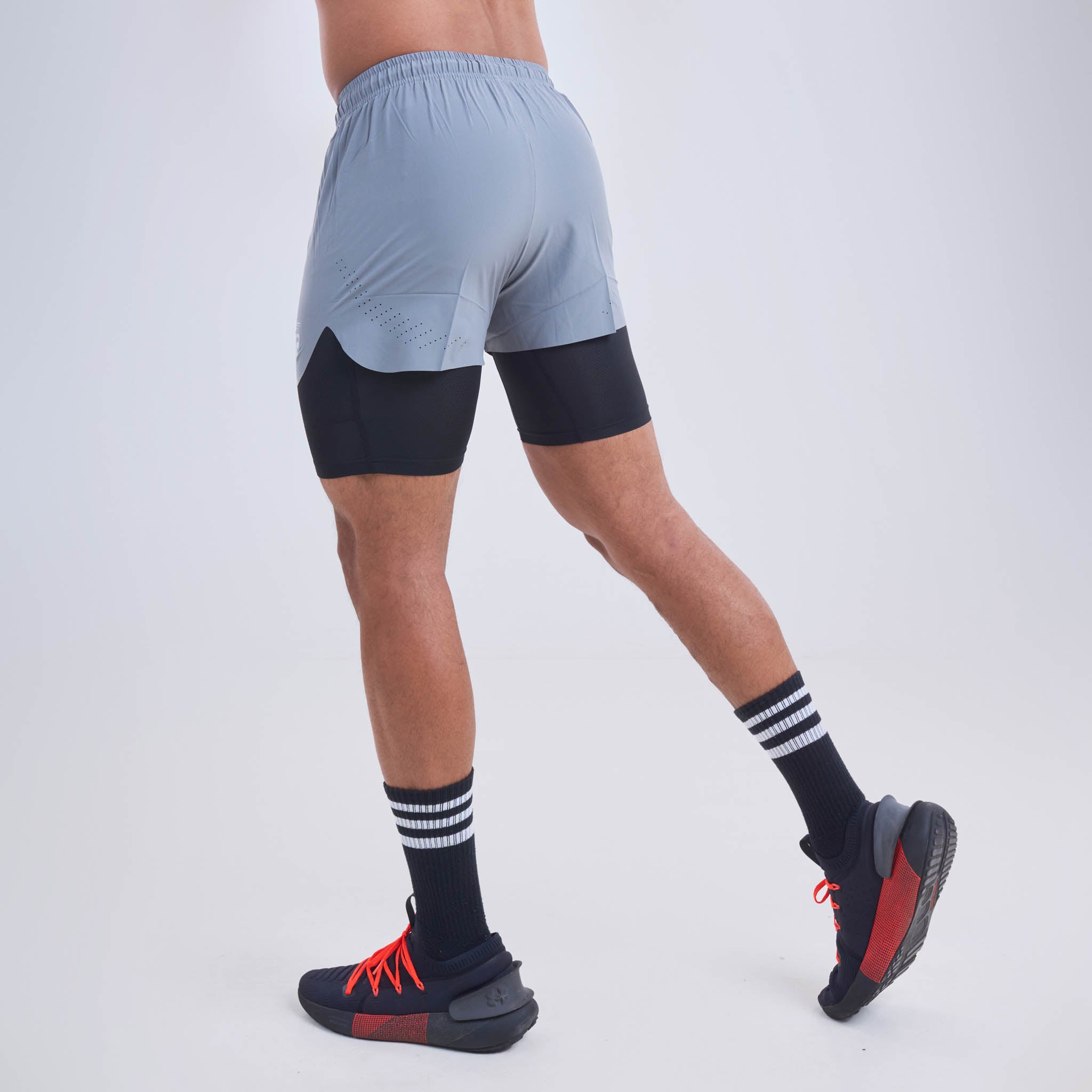 Mens squat shorts with laser holes