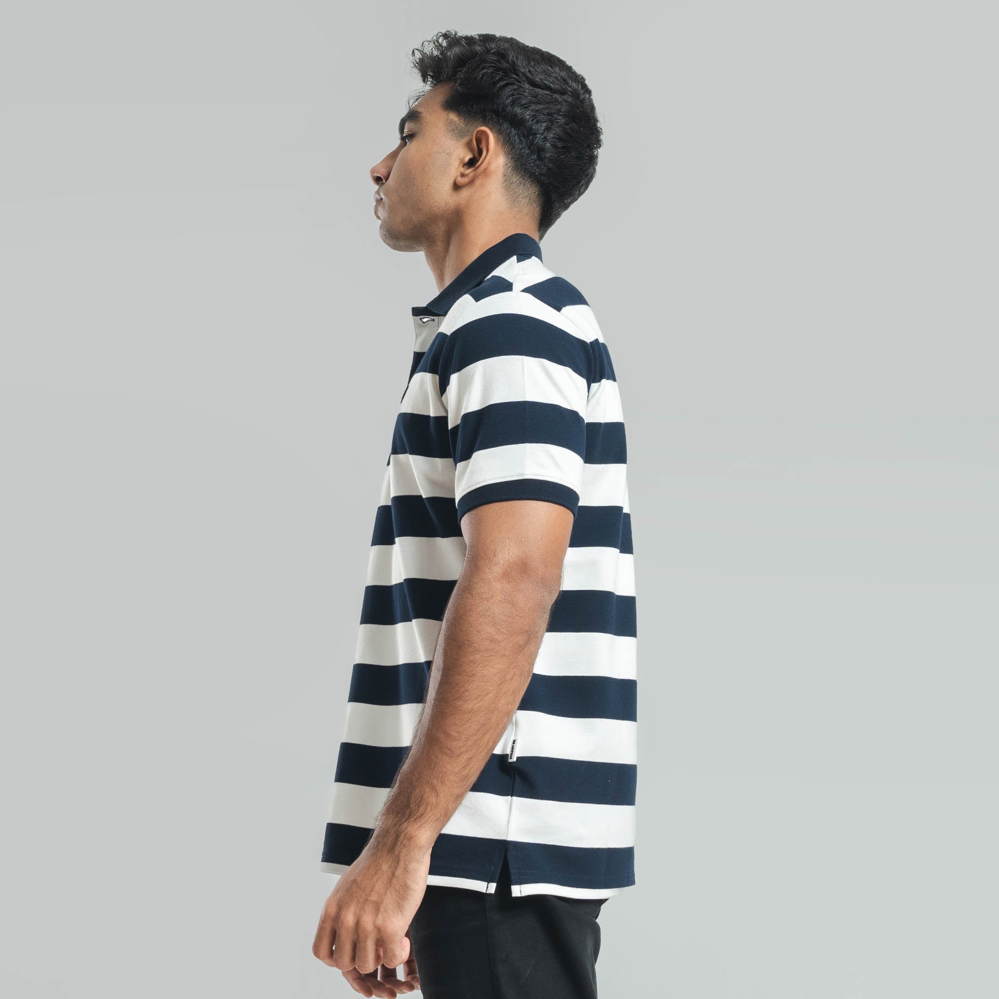 Navy Blue Stripe Polo Regular Fit