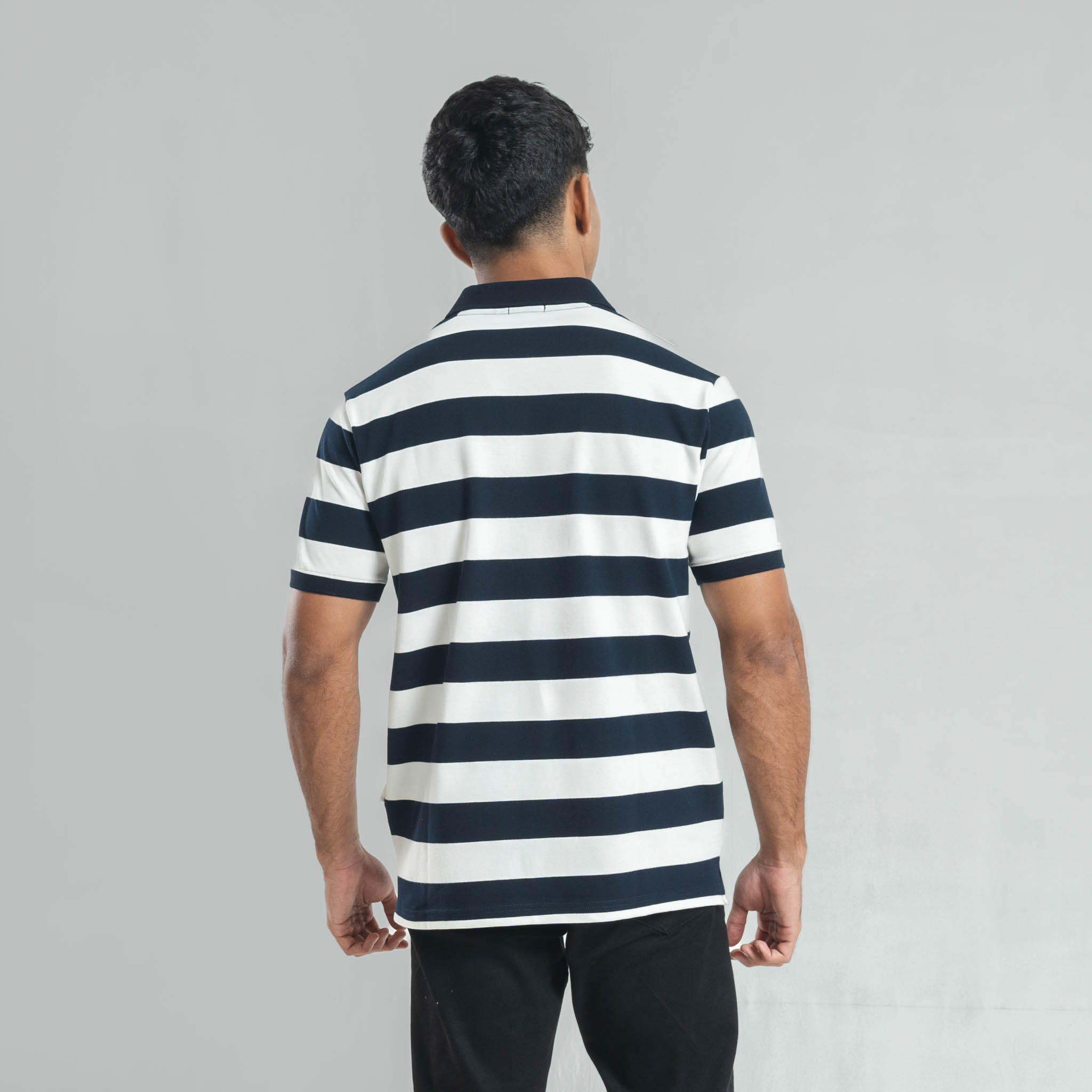 Navy Blue Stripe Polo Regular Fit