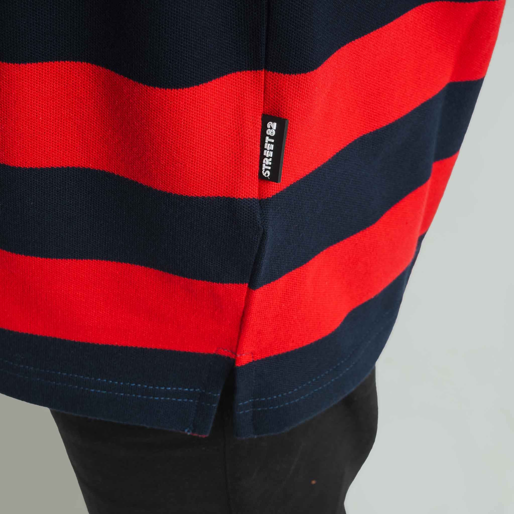 Navy Blue Stripe Polo Regular Fit