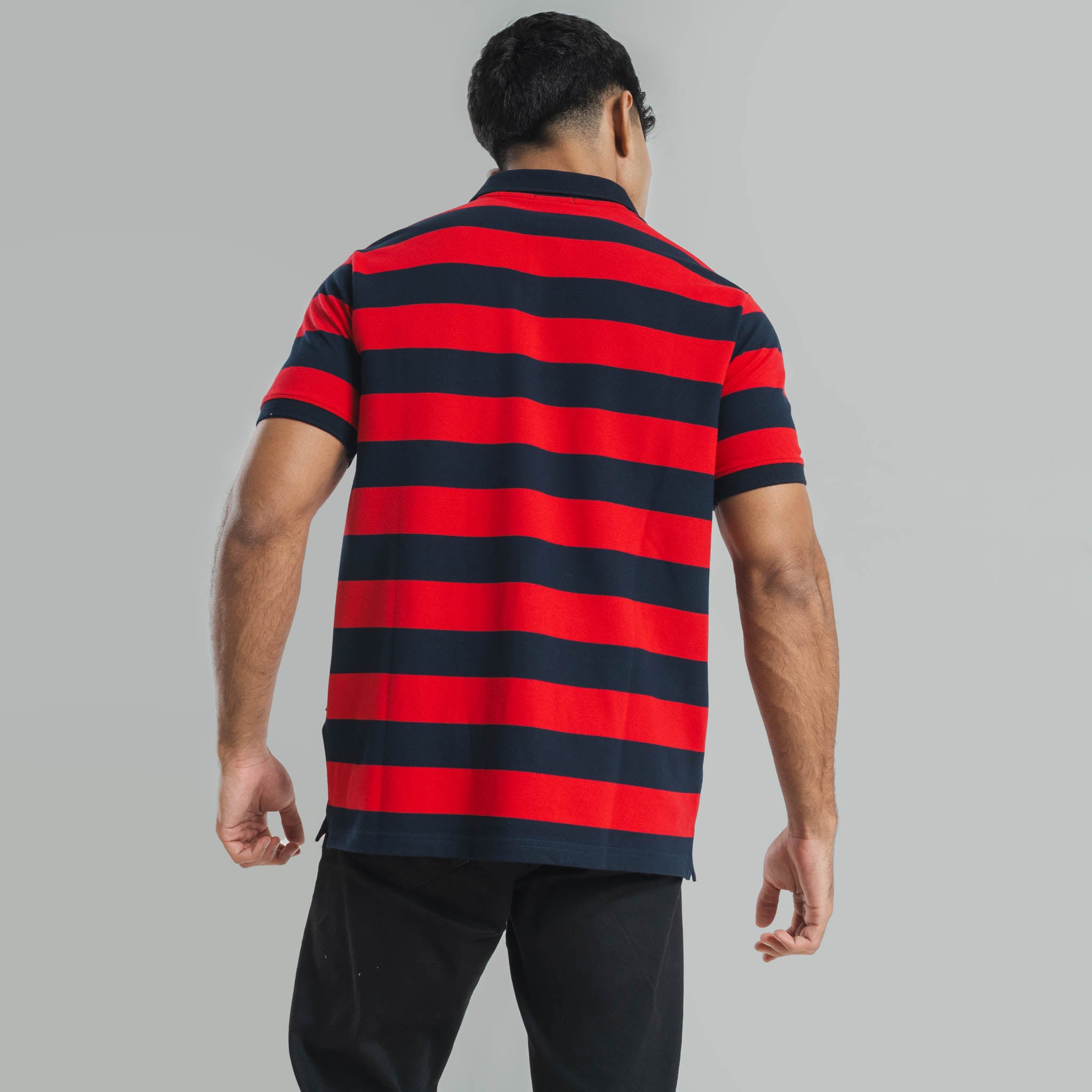 Navy Blue Stripe Polo Regular Fit