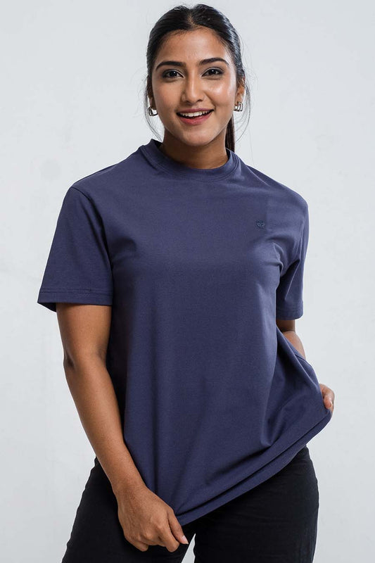 Ladies Plain Blue Nightz Crew Neck Essential Regular T-Shirt