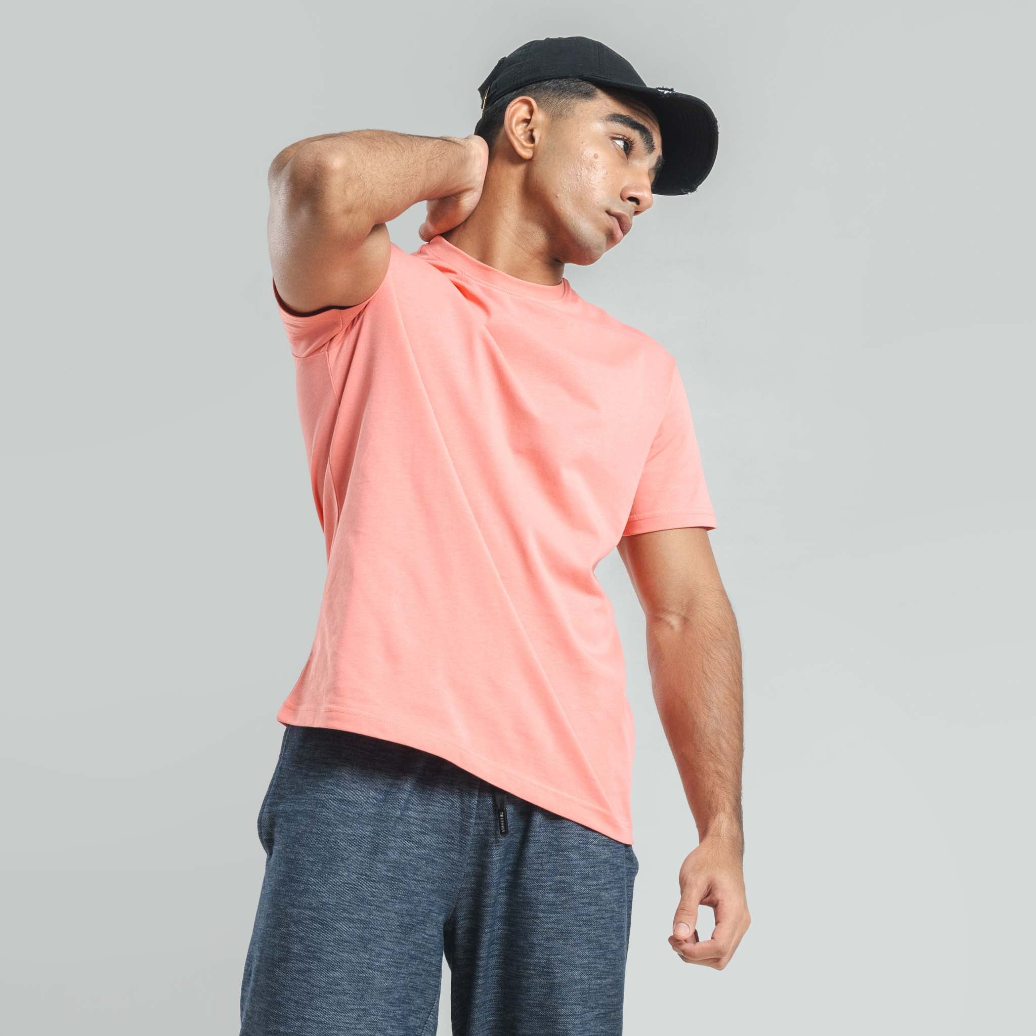 Plain Salmon Pink crew neck essential t-shirt