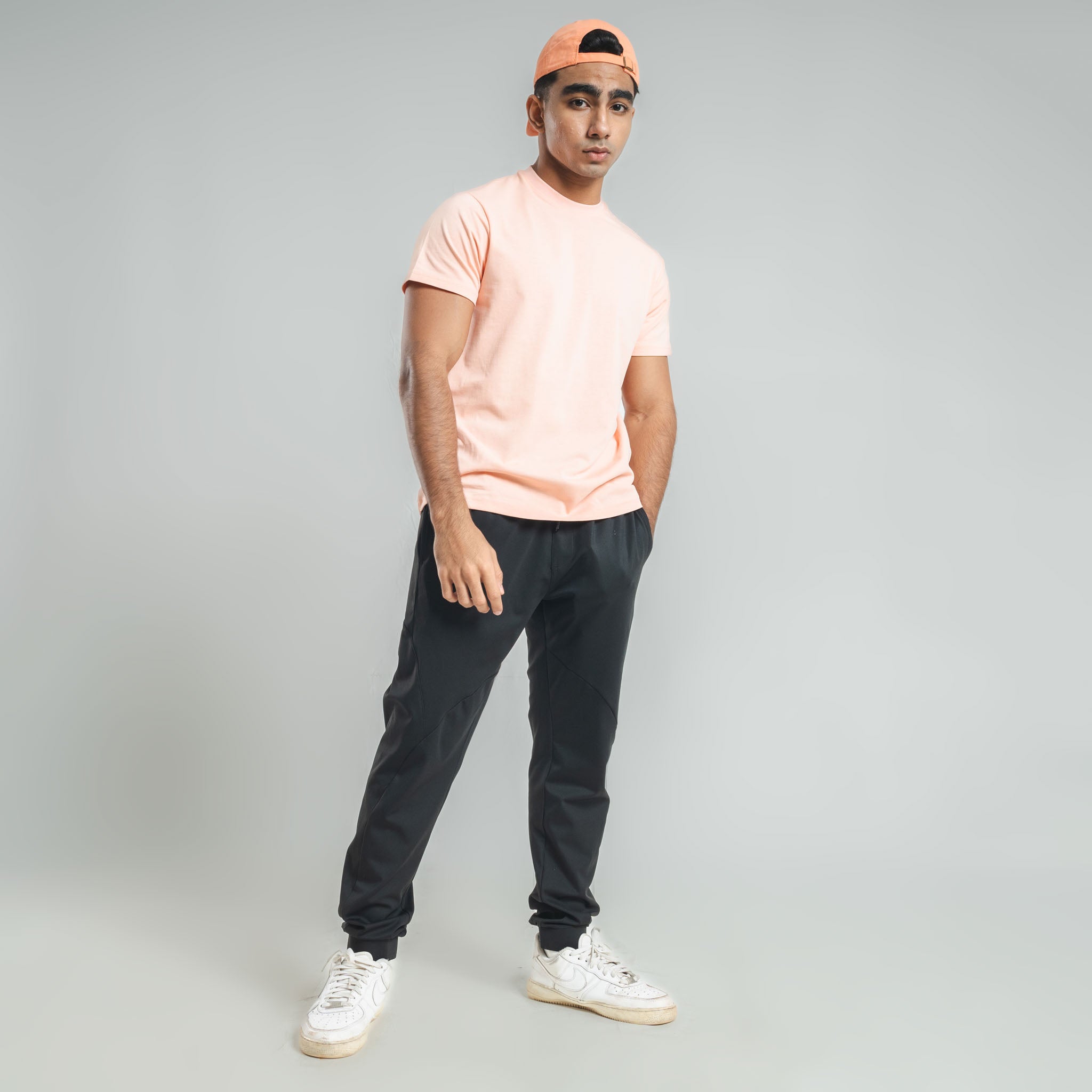 Plain Light Salmon Pink crew neck essential t-shirt