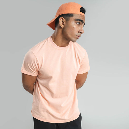 Plain Light Salmon Pink crew neck essential t-shirt