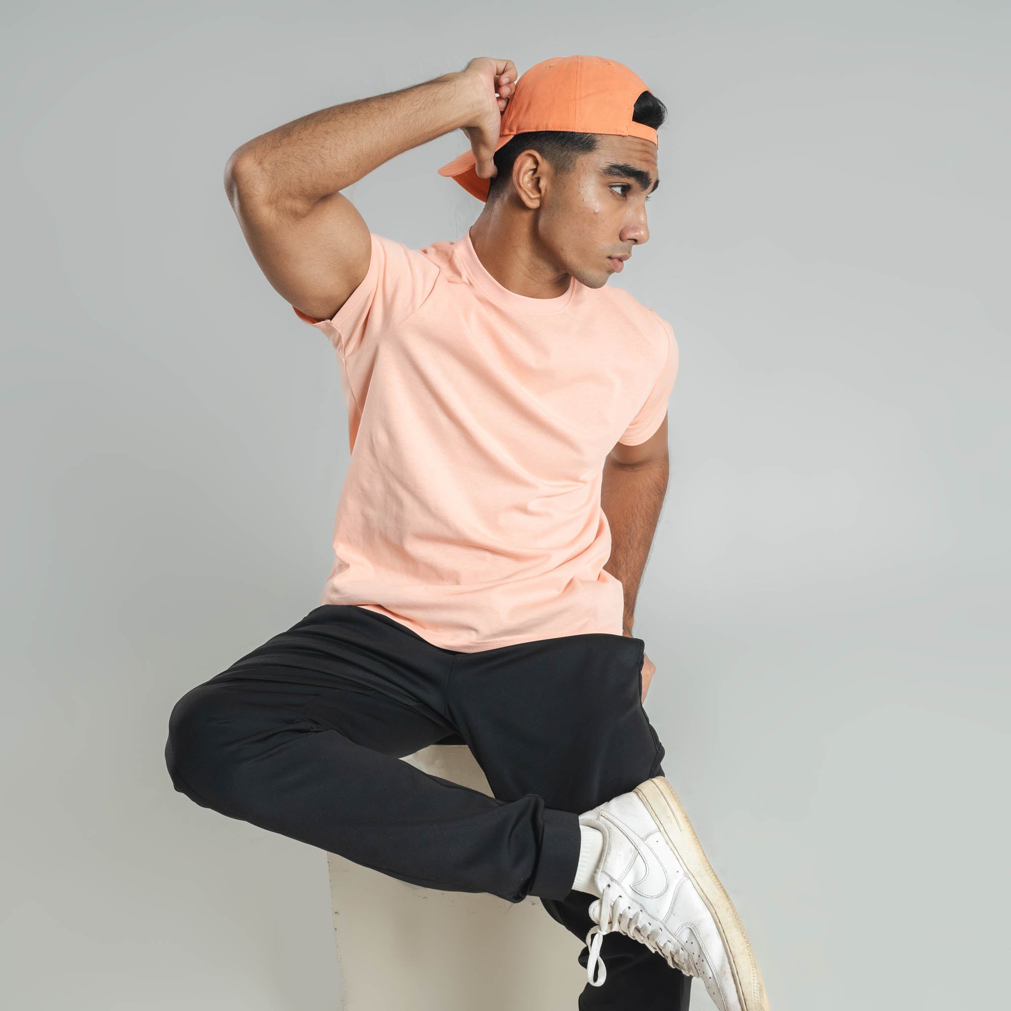 Plain Light Salmon Pink crew neck essential t-shirt