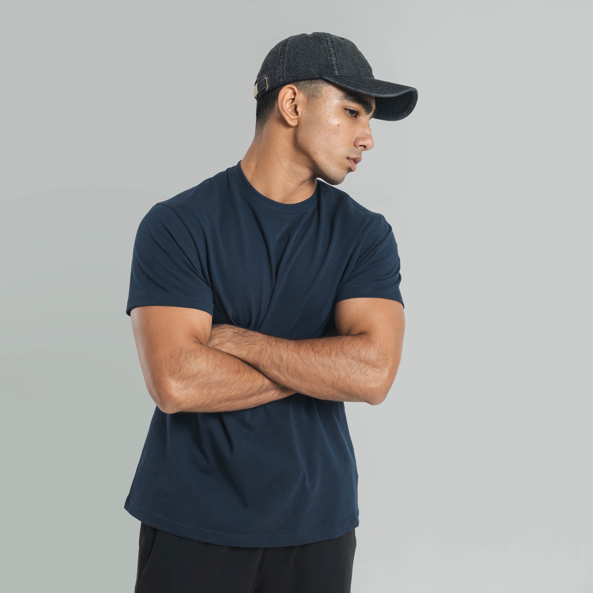 Plain Navy Blue crew neck essential t-shirt