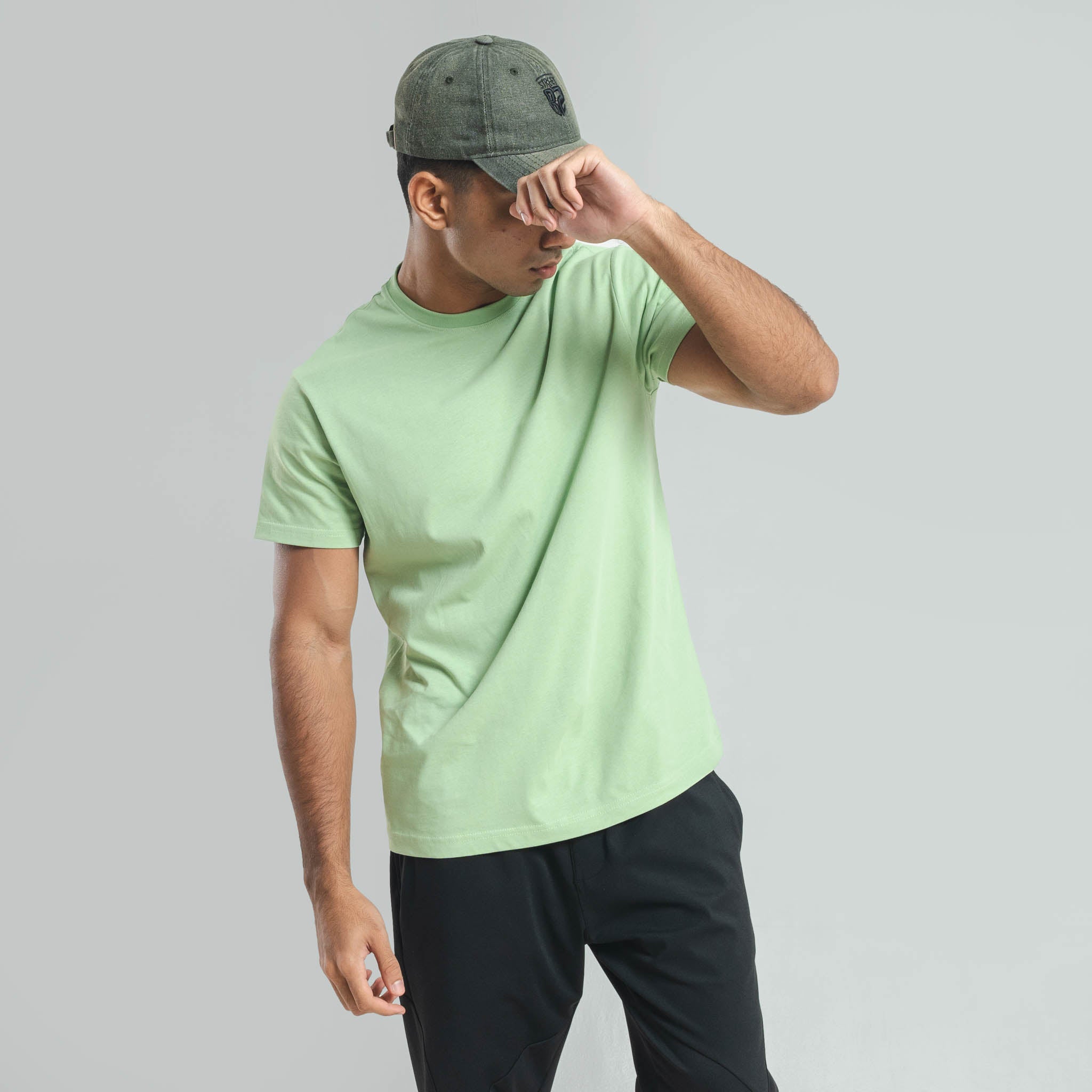 Plain Pear Green crew neck essential t-shirt