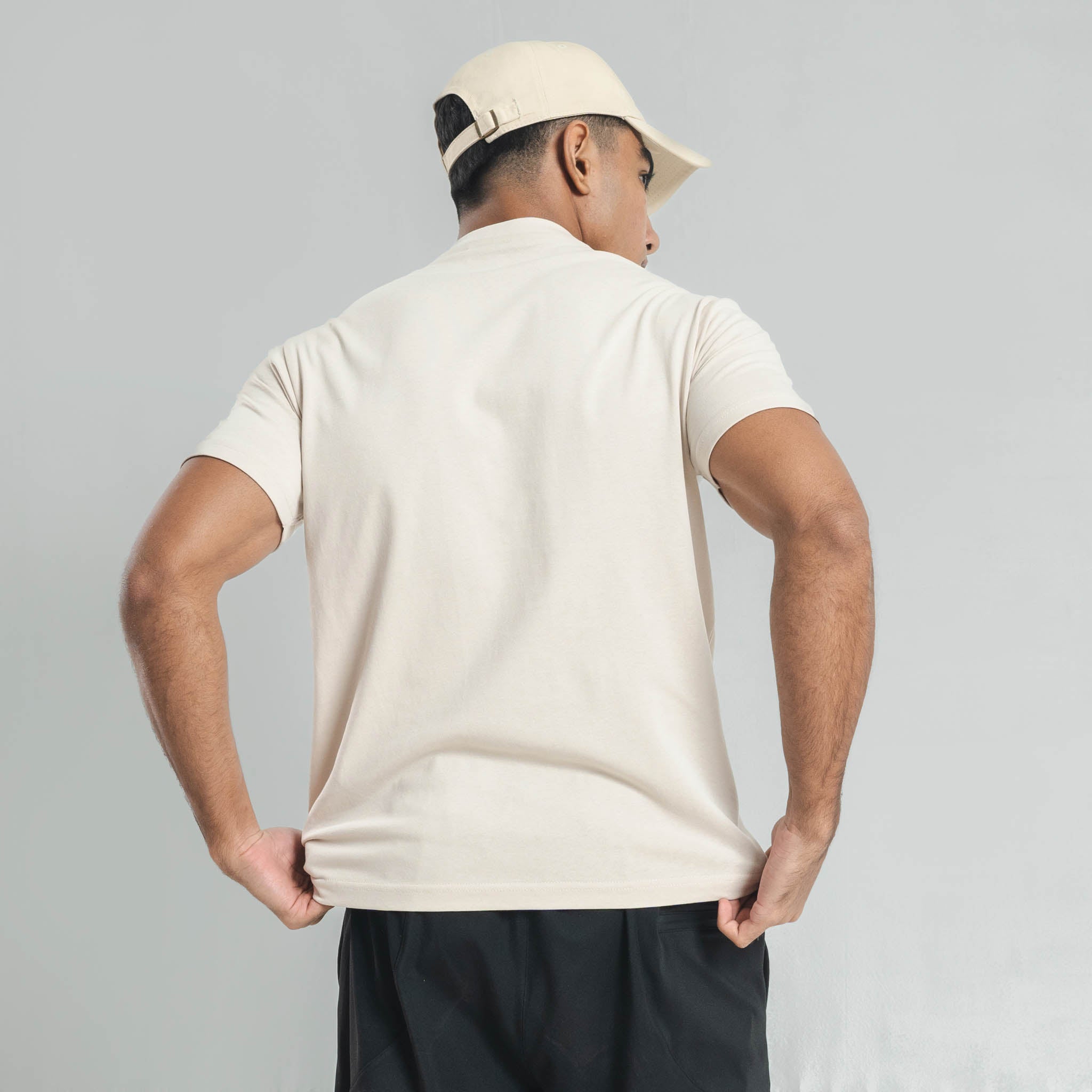 Plain Beige crew neck essential t-shirt