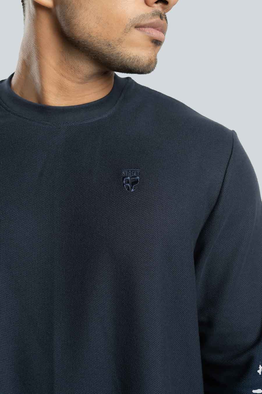 Jacquard crew neck Long sleeve Plain staple color Unisex t-shirt