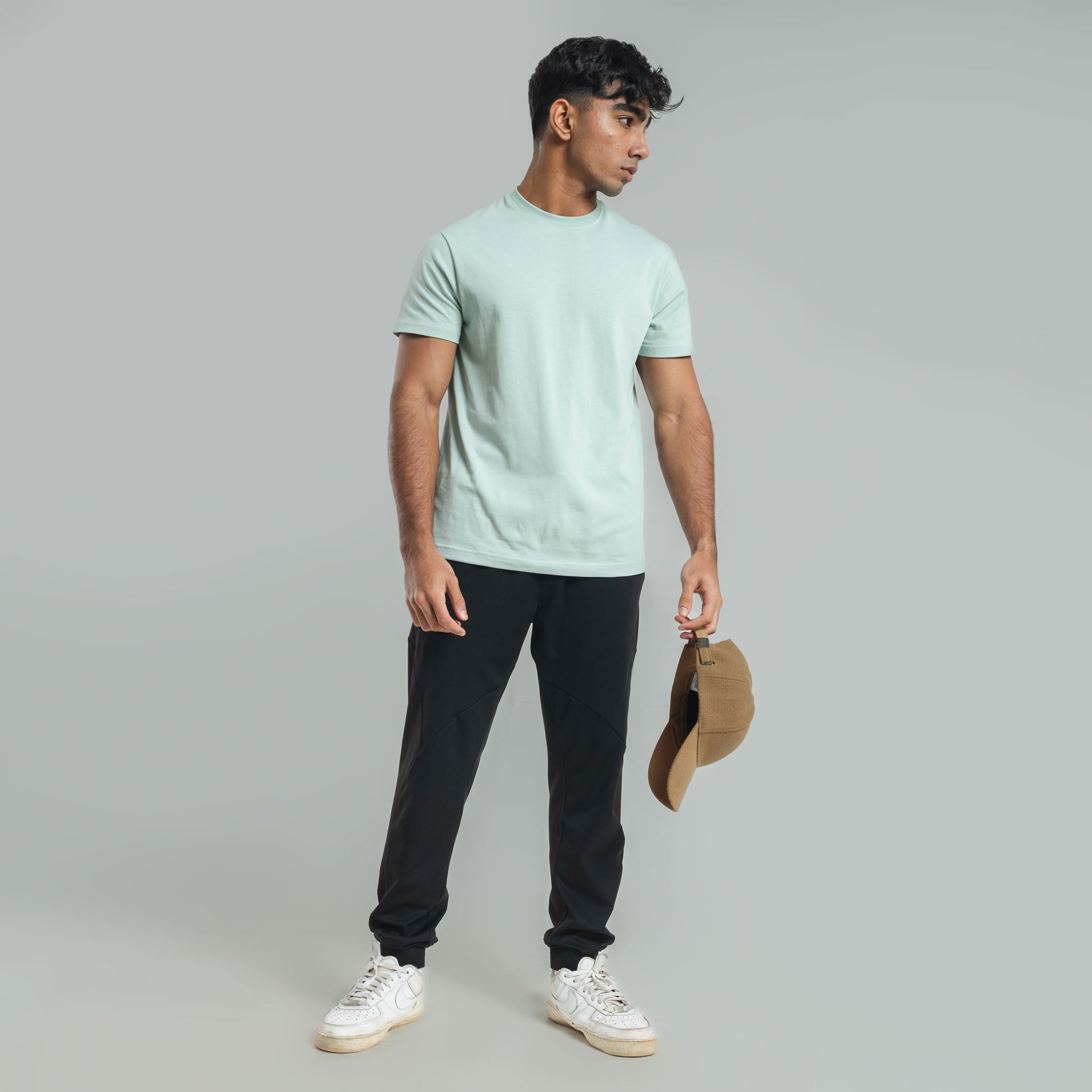 Plain Sea Foam Green crew neck essential t-shirt