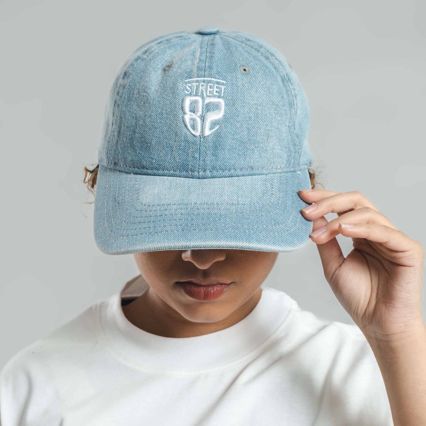 Washed Denim Unisex Baseball Cap with 3D Logo Embroidery