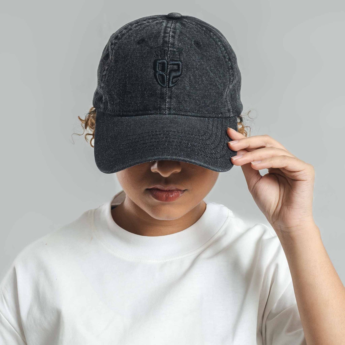 Washed Denim Unisex Baseball Cap with 3D Logo Embroidery