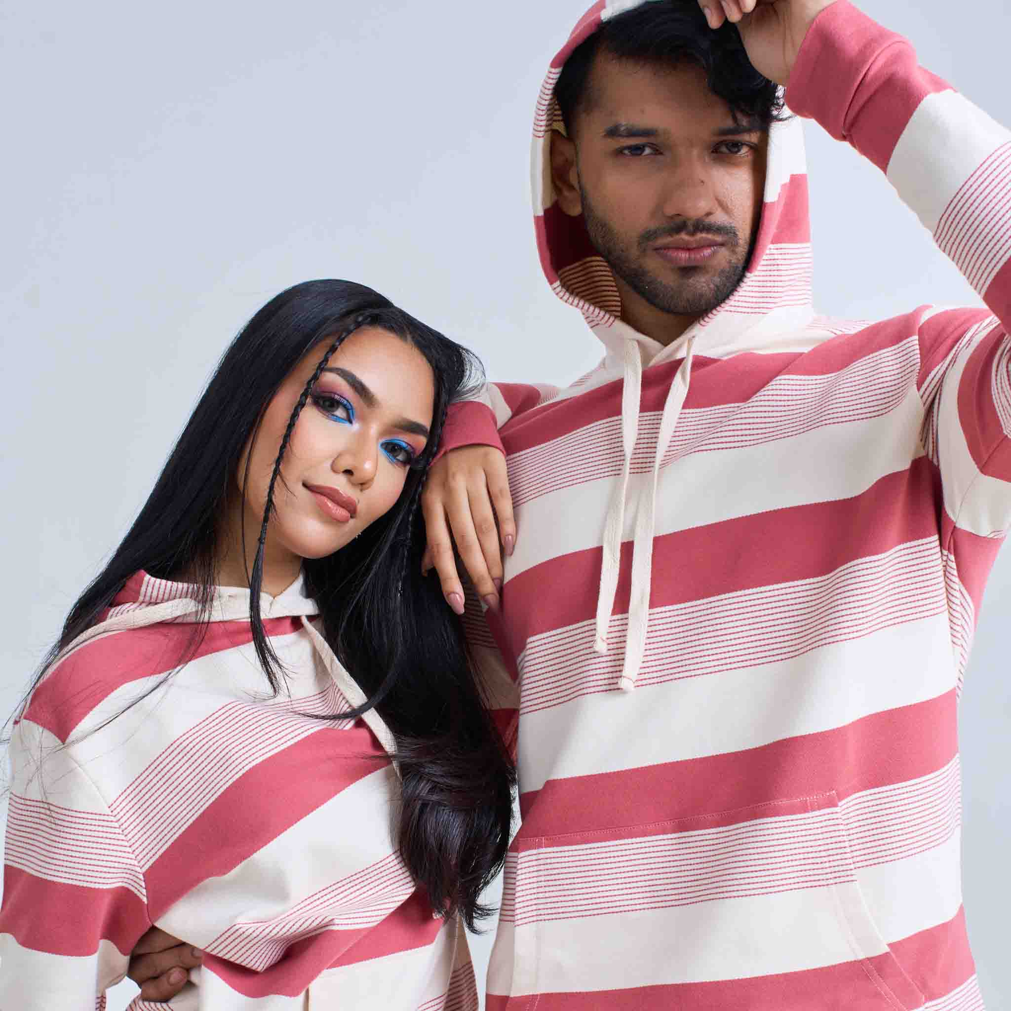 Long Sleeve Hoodie Solid and Line Stripes