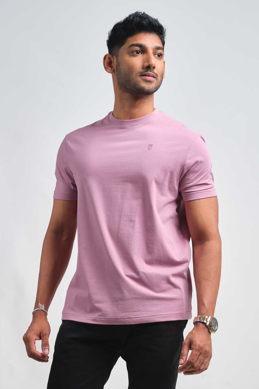 Plain Dusty Orchid crew neck essential t-shirt