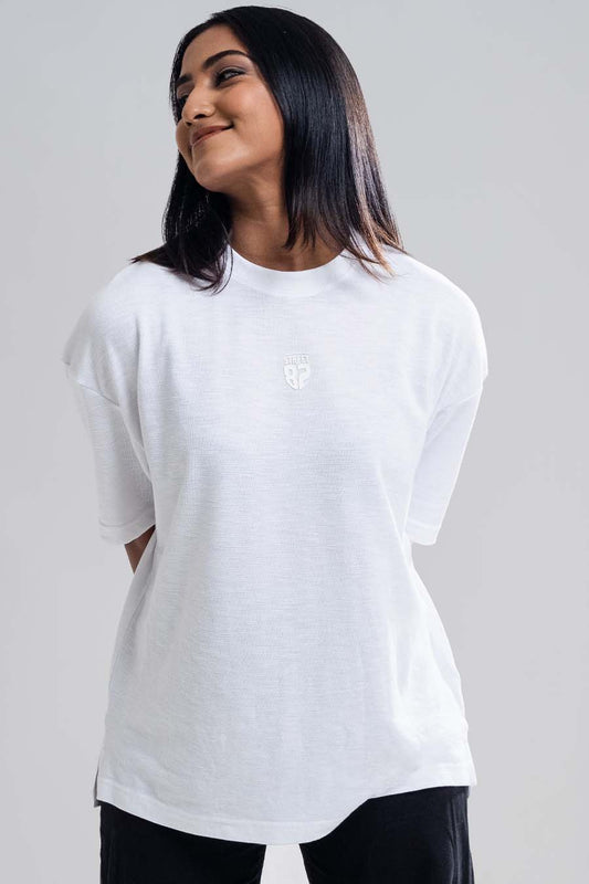 Jacquard fabric Oversize, middle logo print T-shirt