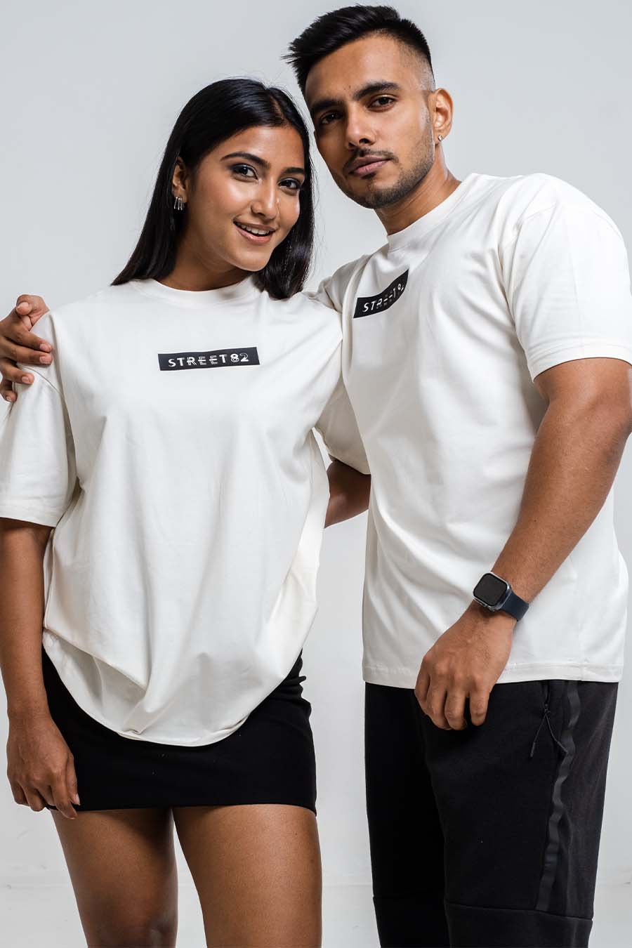 Oversize - Contrast middle logo print - Solid Lycra Jersey T-shirt