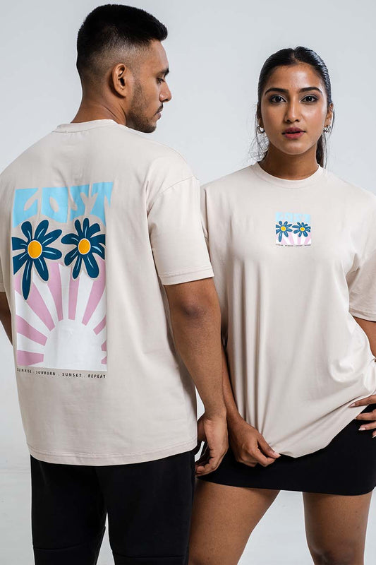 LOST in the sunset back print, Solid Lycra Jersey Oversize T-shirt