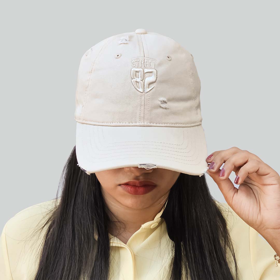 Unstructured Distressed Ladies Cap with 3D Logo Embroidery