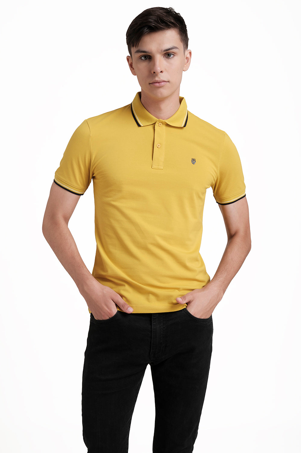 Slim Fit Premium Cotton pique polo plain T-shirt with Tipping design Collar Details & high build logo print