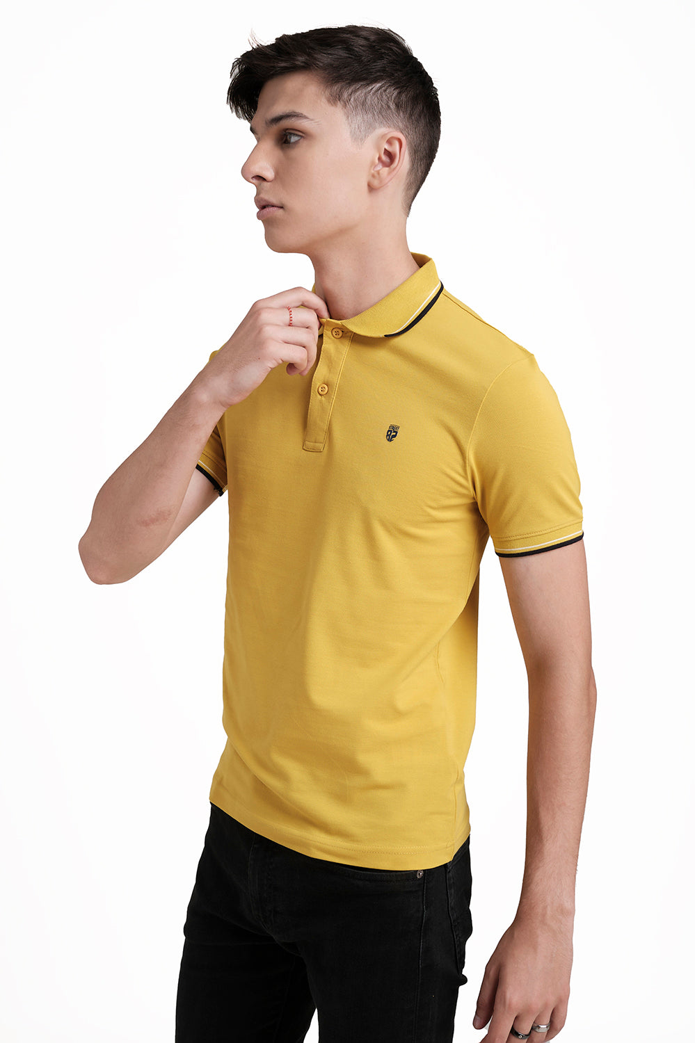 Slim Fit Premium Cotton pique polo plain T-shirt with Tipping design Collar Details & high build logo print