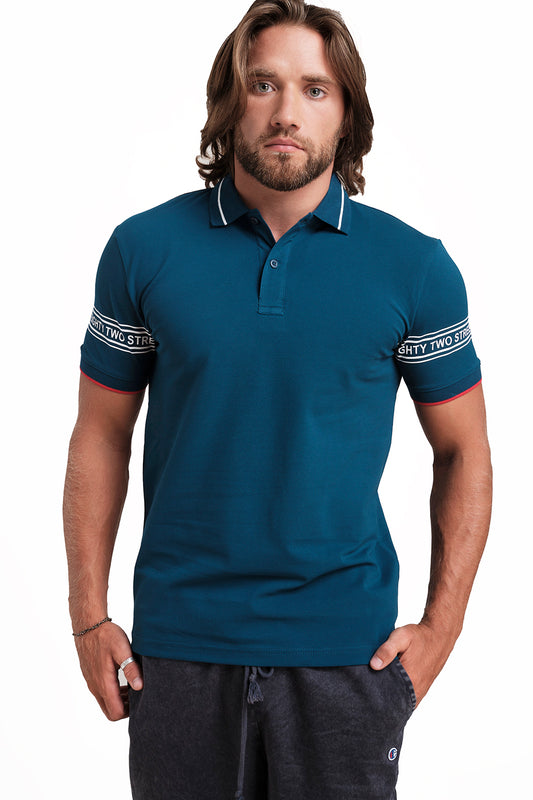 Slim Fit Premium Cotton pique polo plain T-shirt with Tipping design Collar Details & Sleeve Rubber Print